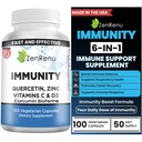 Zenrenu Immunität Quercetin 700 mg Zink Vitamin C Vitamin D Immununterstützungsergänzung mit Curcumin - leicht zu absorbieren Immunitätsergänzung, 100 Vegetarische Kapseln 50 Tage Versorgung