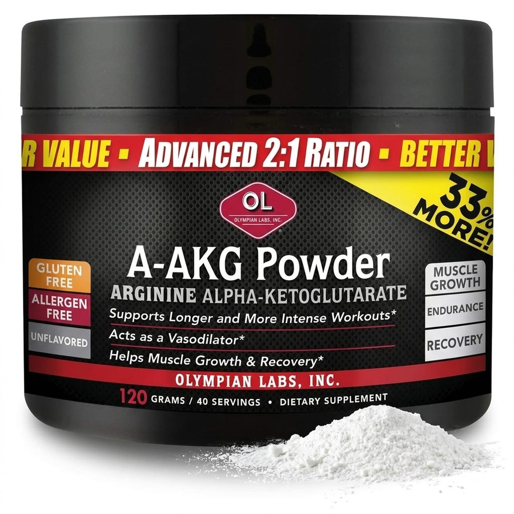 Olympian Labs PSN A-AKG Pulver für Männer Gesundheit, Energie & Sport Ernährung Leistung, 40-3g Servierungen, 120 Gramm Jar