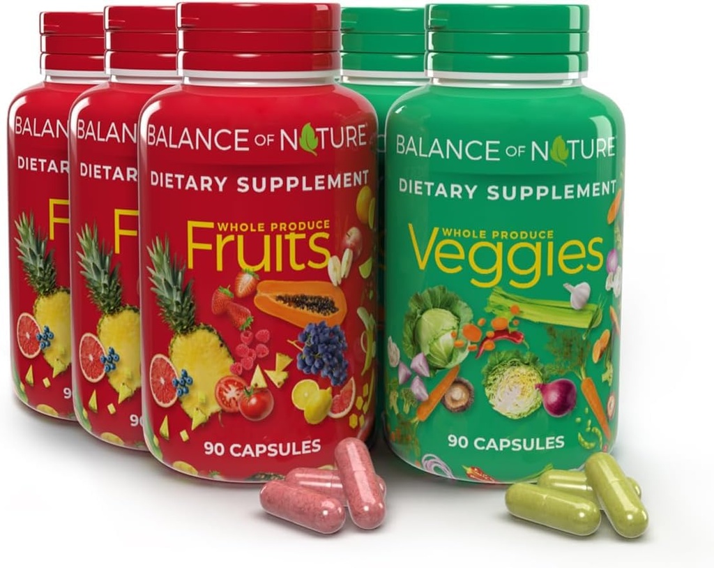 Balance von Natur Ganzes Nahrungsergänzungsmittel mit Obst und Gemüse Zutaten für Frauen, Männer und Kinder - 90 Kapseln, 3 Sets