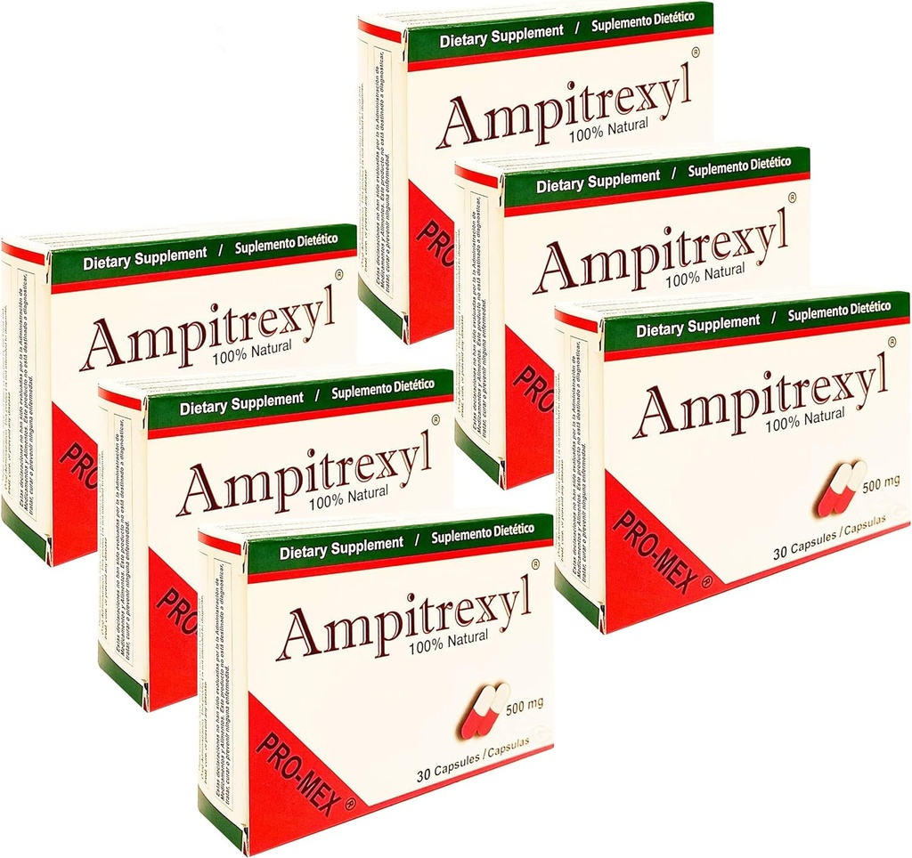 500mg x 6 Pack - Integratore di supporto immunitario di erbe Ampitrexyl Promex; 30 capsule Ogni (180 capsule Totale)