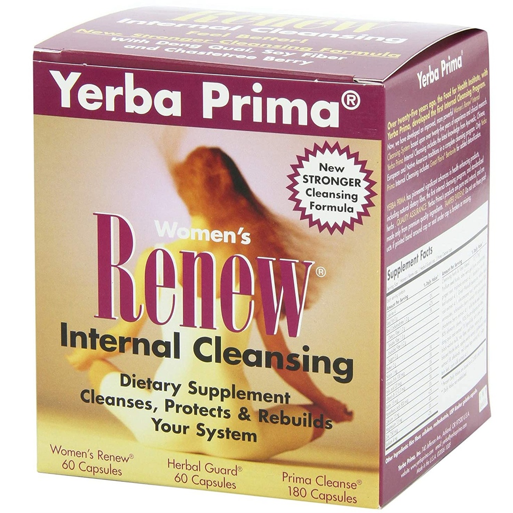 Yerba Prima Women’s Renew Internal Cleansing System - Kit di pulizia e disintossicazione 30 giorni - Integratori di supporto erbe disintossicanti femminili
