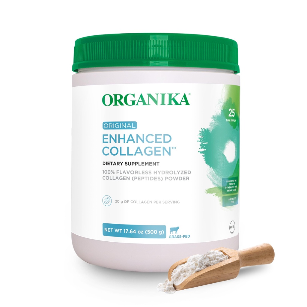 Organika Enhanced Hydrolyzed Collagen Peptides Pulver: Einfache Absorption Unflavored Collagen Powder für Haut, Haar, Nägel, Gelenke, Muskeln, & Gut - Keto, GMO-frei, Grass-Fed - 25 Tage Versorgung - 18 oz