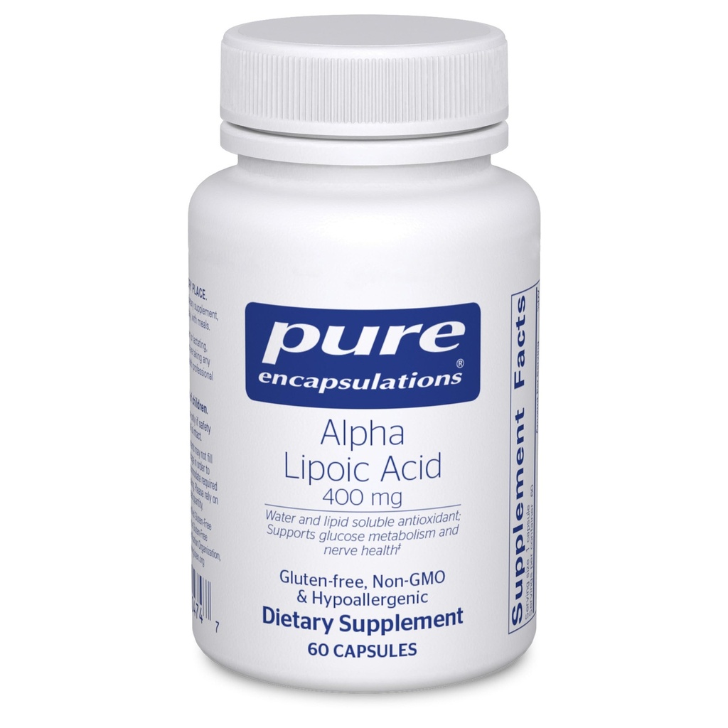 Pure Encapsulations Alpha Lipoic Acid 400 mg | ALA Ergänzung für Leberunterstützung, Antioxidantien, Nerve und Herz-Kreislauf-Gesundheit, kostenlose Radikale und Kohlenhydratunterstützung* | 60 Kapseln