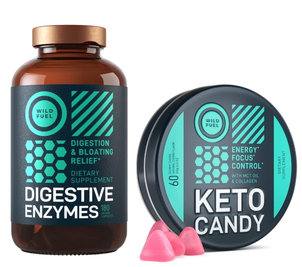 WILD FUEL Keto Candy mit MCT-Öl und Kollagen und Verdauungsenzymen mit probiotischen und präbiotischen Bundle