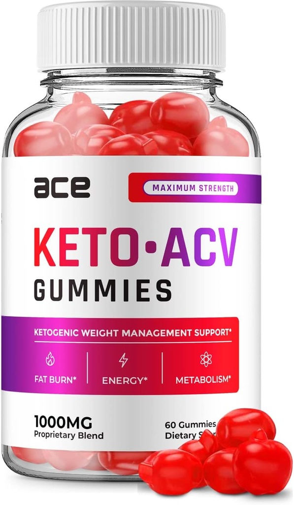 Ace Keto ACV Gummies - Advanced Formula Ace Keto Plus ACV Gummies Ace Ace Ace Ace di Aceto di Sidro di Mela ACV, Gestione del Peso, Supplemento Dietetico Recensioni Uomini Donne (60 Gummies)