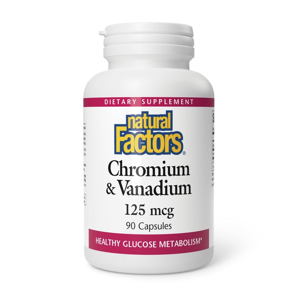 Natürliche Faktoren, Chrom & Vanadium 125 mcg, Unterstützt gesunde Stoffwechsel, 90 Kapseln