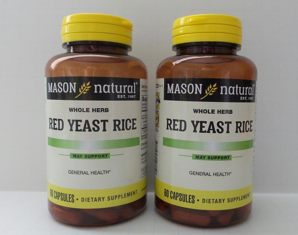 MASON NATURAL Red Yeast Rice Capsules - 60ct, Pack of 2