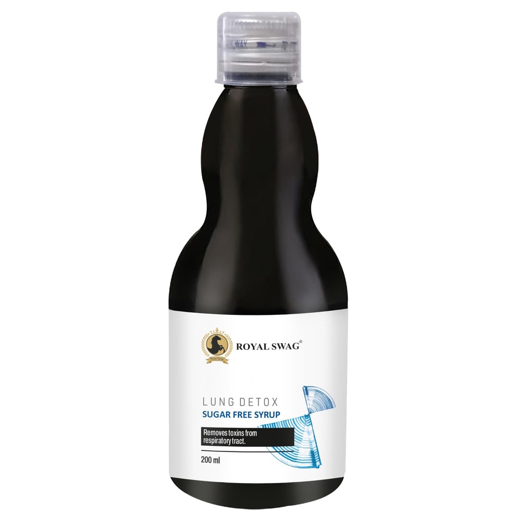 ROYAL SWAG Ayurvedic Lung Detox Syrup 200 ml Kräuter-Ergänzung | Hergestellt mit natürlichen Extrakten Tulsi, Mulethi, Vasava, Pippali und Turmeric | Zucker Freier Syrup für Lung Reinigung und Entgiftung