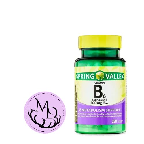 Generisches Vitamin B6 Supplement Spring Valley, 100 mg, 250 Count + Aufkleber Dri Store