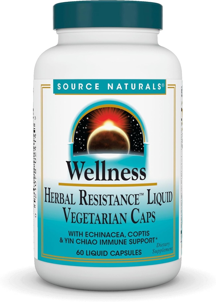 Source Naturals Wellness Herbal Resistance, Echinacea, Coptis & Yin Chiao Immmune Support *- 60 Capsules