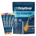 Paquets d'hydratation DripDrop - Paquet de variétés tropicales - Mélange de poudre d'électrolytes à usage unique - Mango, Açaí, Fruits de la passion, Piña Colada - Non-OGM, Sans gluten, Vegan - 16 bâtons