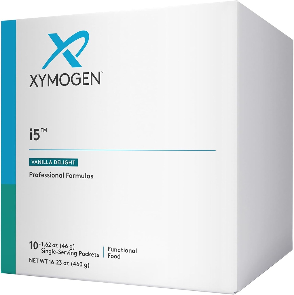 XYMOGEN i5 - Gut Health, Detox + Cytokine Balance Support Powder - 21g Protein, Immunoglobulina, Arabinogalactan, Broccoli Seed Extract - Vanilla Drink Mix (10 pacchetti)
