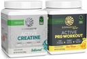 Miscela di idratazione attiva di pre-allenamento e polvere monoidrata di creatina Set | Bundle & Save | Filler di latte di soia non OGM & Gluten Free (60 Serve Creatina non aromatizzata, 30 Serve Yuzu Mango Pre Workout)