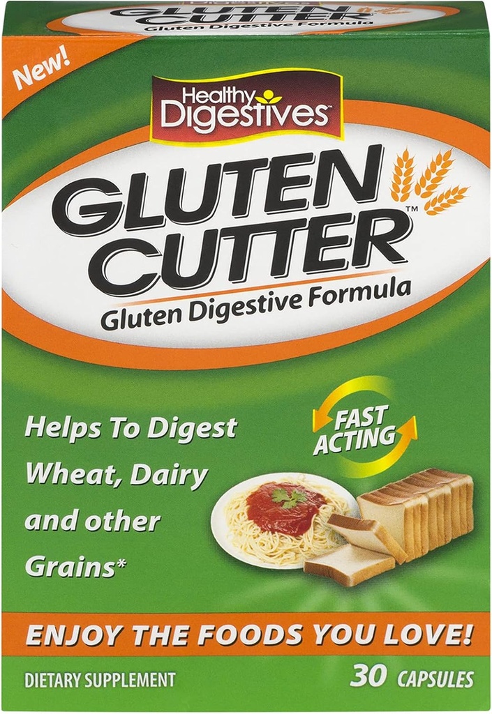 Sistemi naturali sani Digestivi sani Gluten Cutter, 60 capsule (2 scatole di 30 ciascuno)