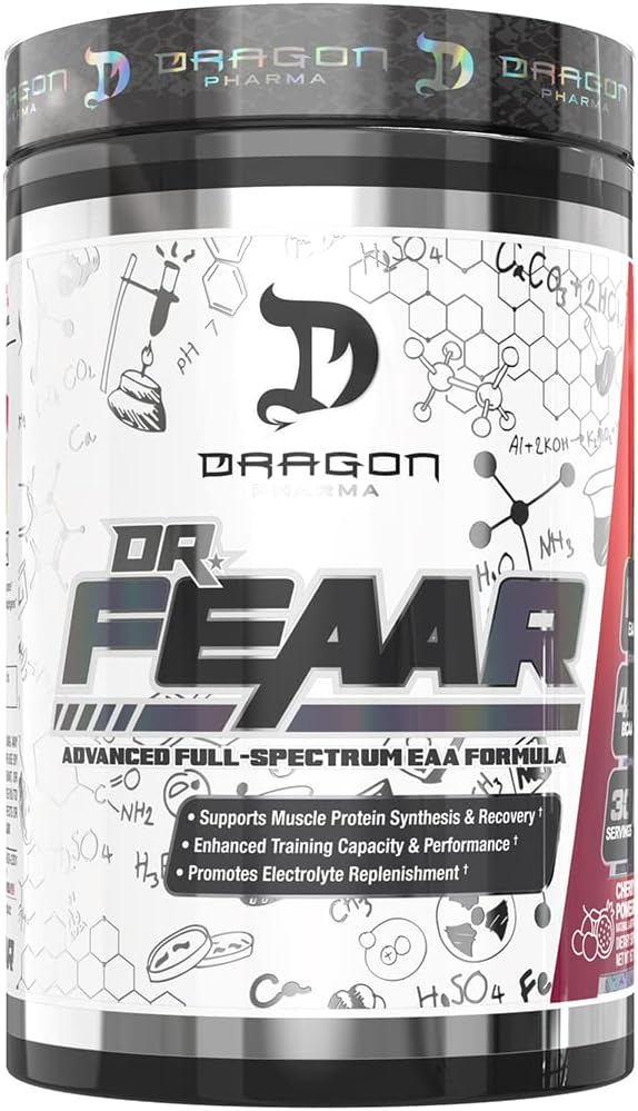 DRAGON PHARMA Dr. FEAAR® Advanced Full-Spectrum EAA Matrix, unterstützt Muskelproteinsynthese und Erholung, verbesserte Trainingskapazität und Leistung (30 Servierungen, Kirschgranat)