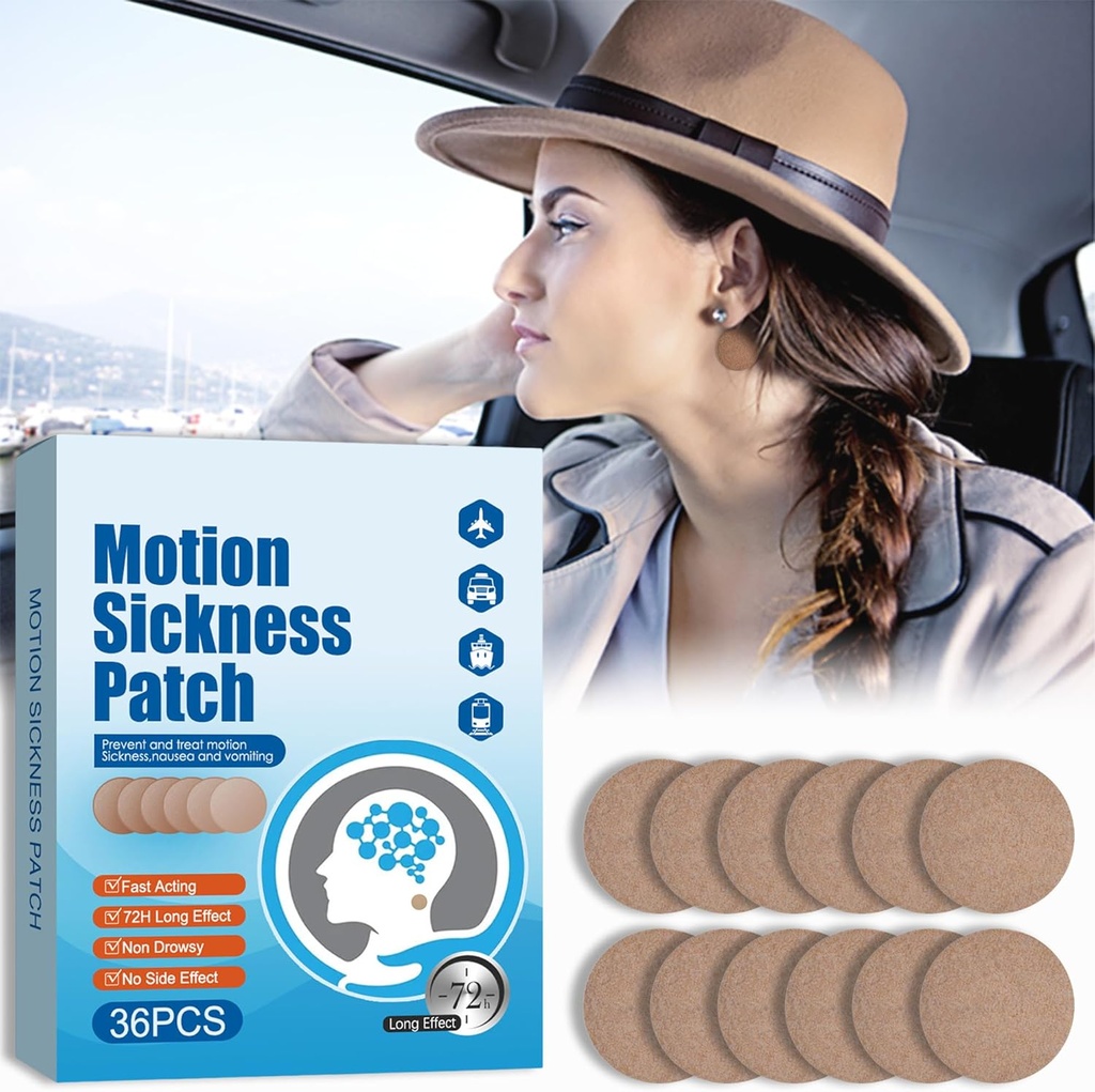 Motion Maladie Patches - Vertiges Vertiges & Nausées Relief - Motion Maladie Patches pour les croisières de voiture et de bateau et les voyages d'avion, derrière l'oreille Patches Motion Maladie pour adultes et enfants, 36 comtes
