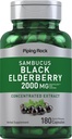 Piping Rock Elderberry Kapseln | 2000 mg | 180 Pillen | Sambucus Kräuterextrakt Ergänzung | Konzentrierter Extrakt | Non-GMO, Glutenfrei