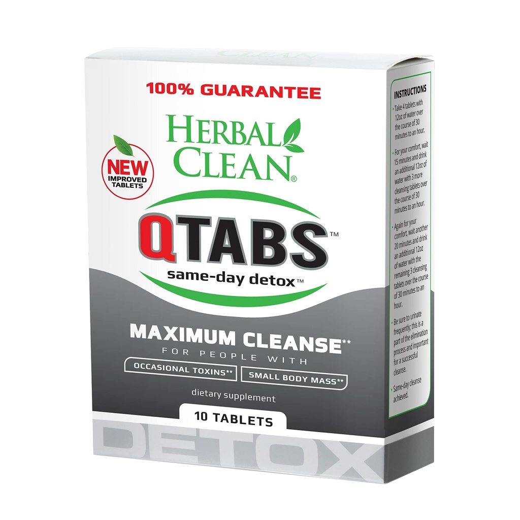 Herbal Clean - QTabs Same-Day Detox, portatile e discreto, 10 compresse