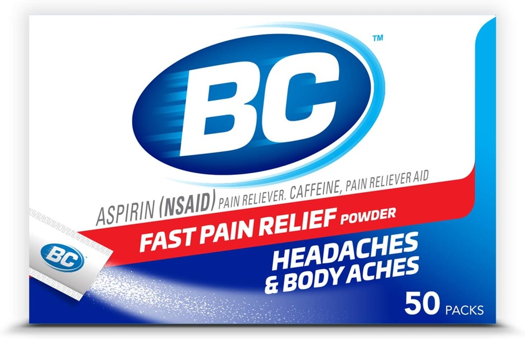 BC Pulver | Fast Pain Relief | Aspirin (NSAID) & Koffein | 50 Count (10042037103993)