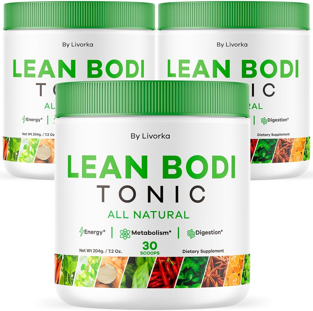 LIVORKA Lean Bodi Tonic, Tutti Natural Advanced Formula Powder - 90 Serve (3 Mesi di Alimentazione) - Confezione di 3