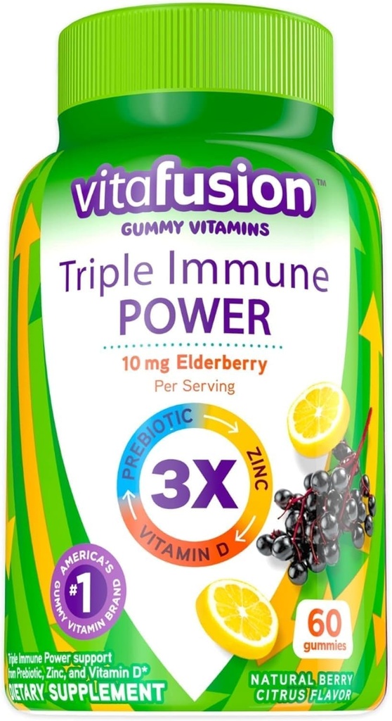 Vitamine Triple Immune Power Gummy Compatibili con Vitafusion, 60ct-L8