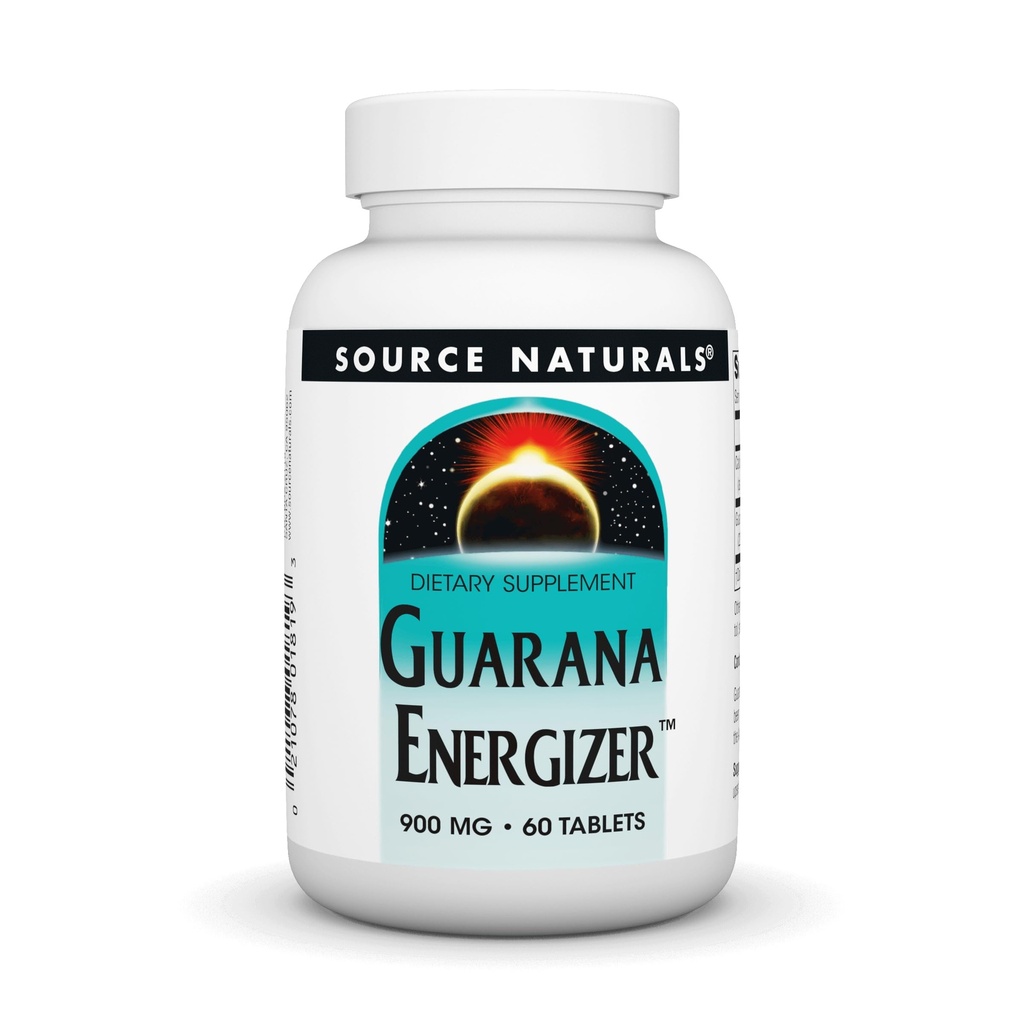 Source Naturals Guarana Energizer, complément alimentaire - Soutient un boost énergétique durable* 900 mg - 60 comprimés
