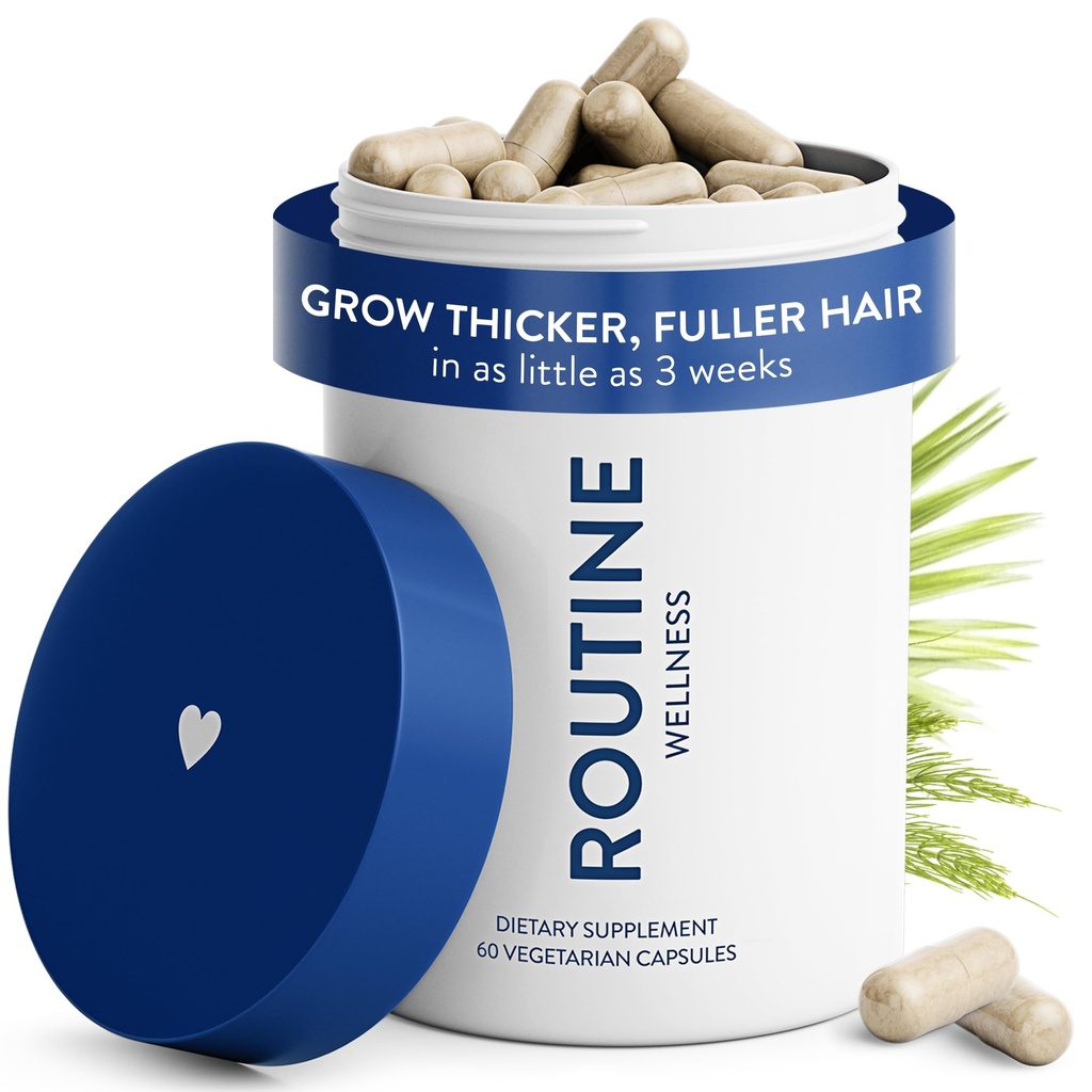 Supplément régulier de croissance des cheveux bien-être - testé cliniquement pour les cheveux plus épais, plus pleins - Réduit les rides, les lignes fines - sans gluten, idéal pour les femmes et les hommes avec cheveux minces - 1 bouteille, 30 jours d'approvisionnement