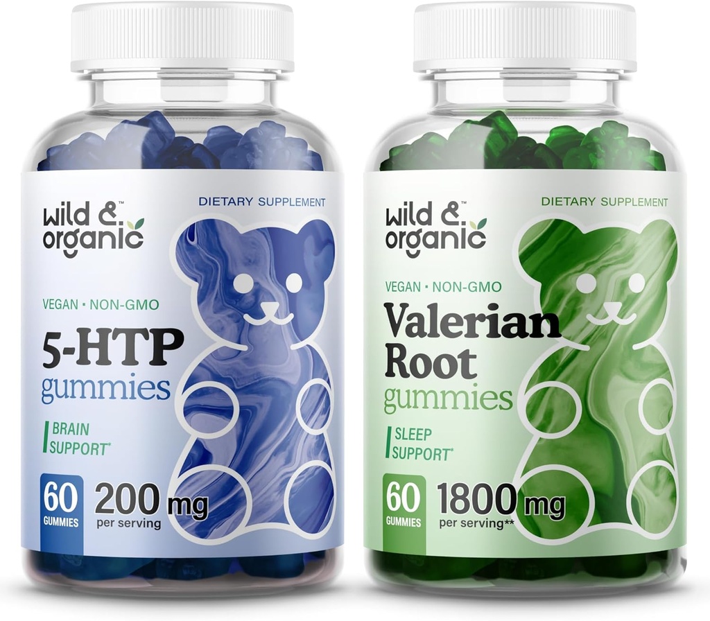 Wild & Organic 5HTP Gummis & Valerian Root Gummis 60 Count