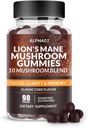 Mushroom Gummies - 10x Mushroom Supplement con Ashwagandha e Lions Mane - Nootropic Brain Supplement, Supporto immunitario & Stress Relief (90 CT) Classic Coke