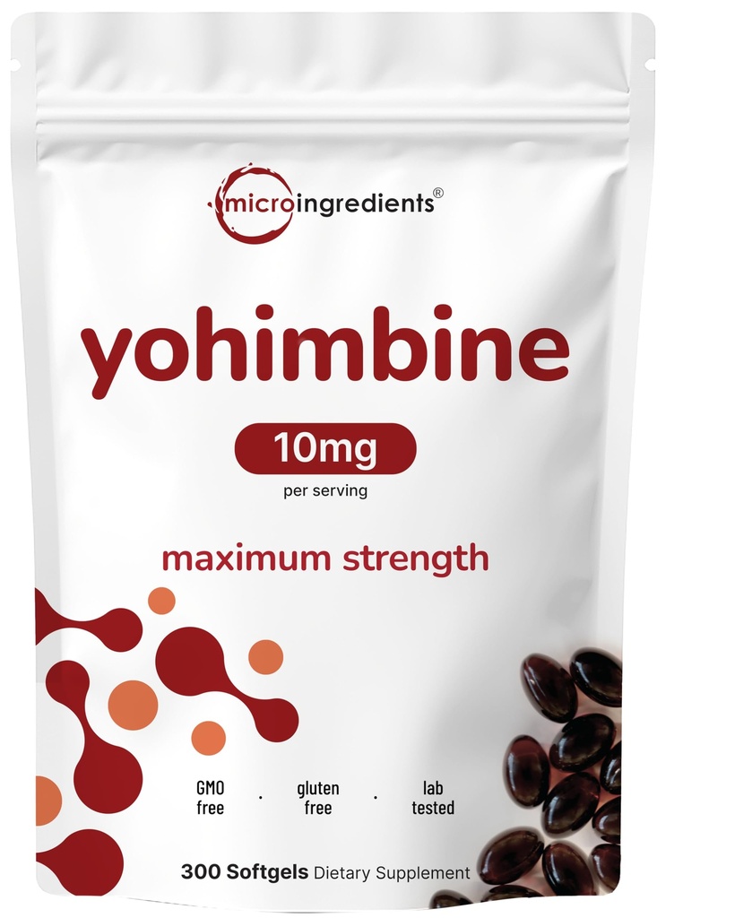 Doppelte Stärke Yohimbin-Ergänzungen für Männer und Frauen, 10 mg pro Portion, 300 Softgels, Yohimbin HCL mit Virgin Sunflower Seed Oil für eine bessere Absorption, unterstützt die Energieproduktion, African Raw