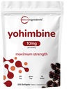 Doppio Forza Yohimbine Integratori per Uomini e Donne, 10mg Per Serving, 300 Softgels, Yohimbine HCL con olio di semi di girasole vergine per una migliore assorbimento, Supporta la produzione di energia, cruda africana