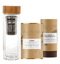 Alkaline Herb Shop Healthy Lung Bundle - supplément de mousse de mer et de bladderwrack, supplément de thé lung (Bon thé lung) et verre double paroi en acier inoxydable thé infuseur bouteille d'eau bambou 17 oz