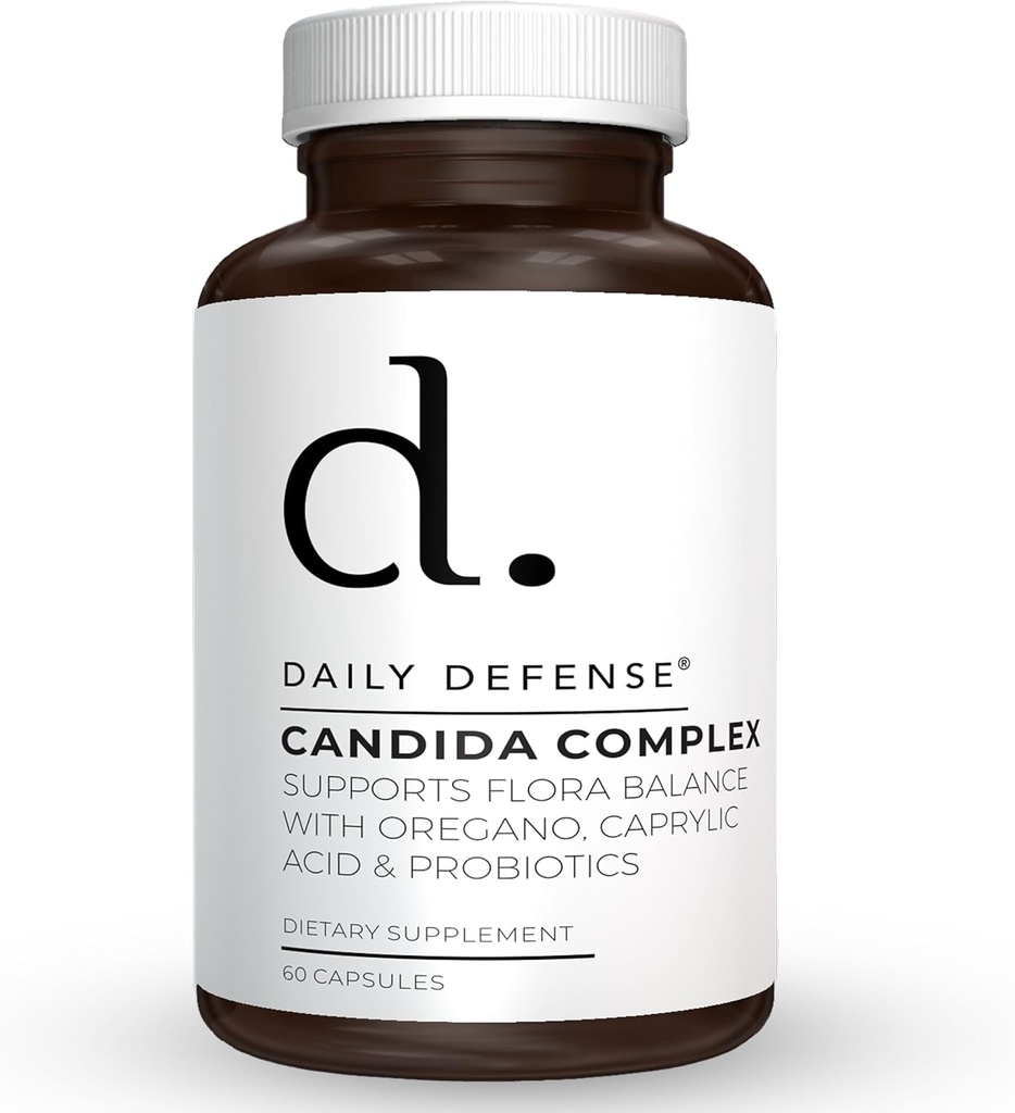 Candida Flush & Cleanse 60 Count Gut Support for Balanced Gut Flora with Oregano, Caprylic Acid,Probiotics, & Digestive Enzymes - Non OGM Integratore alimentare