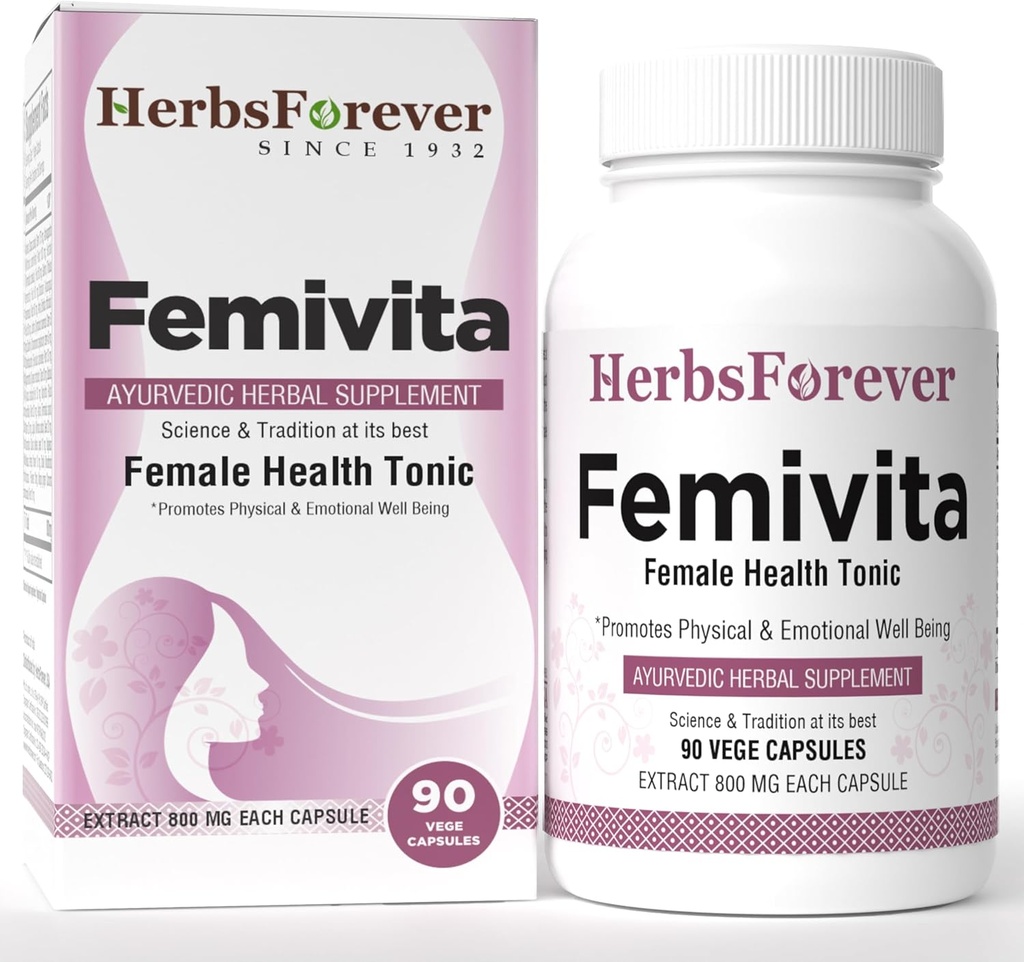 Herbsforever Femivita Capsules Everyday Female Health Supplement Supporta pelle sana e muscoli forti 90 Vege Capsule 800 Mg Ogni