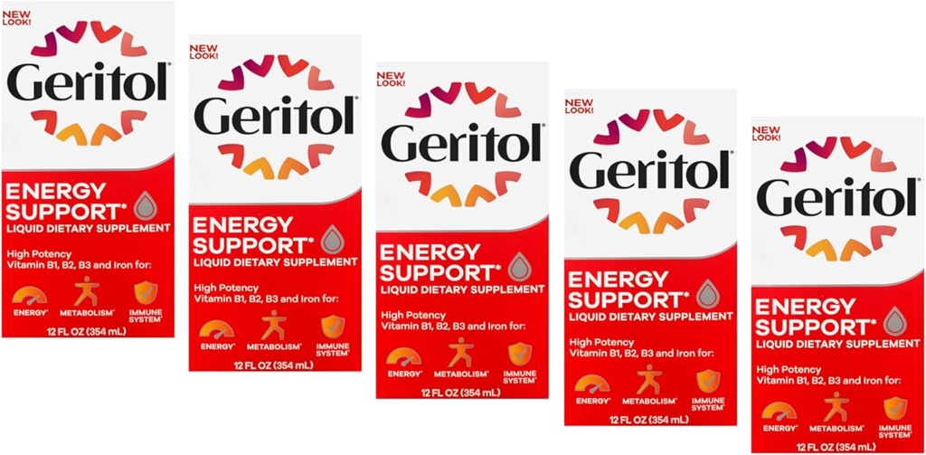 Geritol Liquid Supplement, B-Vitamine & Eisen 12 flüssige Unze (Pack mit 5)