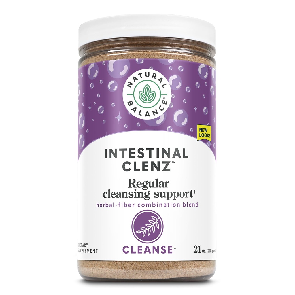 Bilancia naturale Intestinal Clenz Psyllium Herbal Cleansing Powder Digestione sana, Detox & Supplemento di regolarità No Gluten 21oz, 120 Serv.