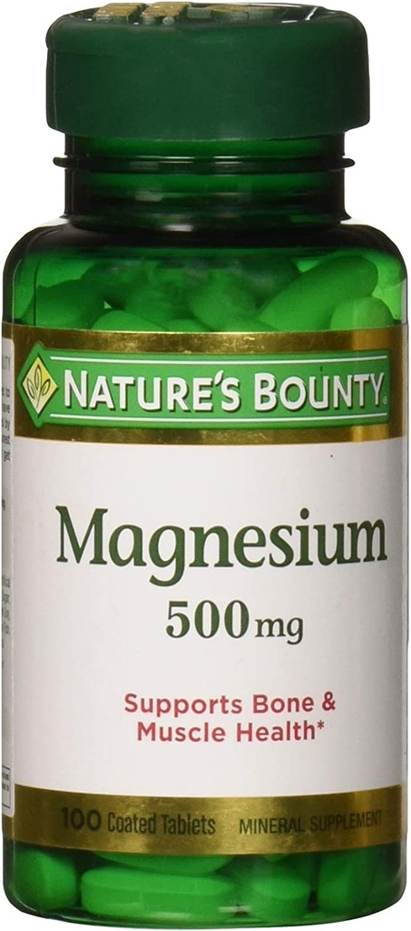 Nature's Bounty Magnesium 500mg, 100 Count, Pack of 2