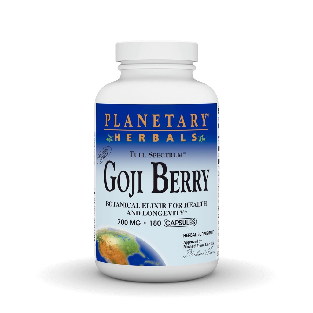 Planetarische Kräuter Goji Berry Full Spectrum 700mg, Botanische Elixier für Gesundheit und Langlebigkeit,180 vegetarische Kapseln