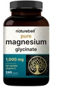 NatureBell Pure Magnesium Glycinate 1,000 mg, 240 Vegetarian Capsules | 1,000 mg Magnesium Glycinate Per Serving - Chelated Magnesium Form with Vitamin C – Non-GMO, Filler Free, cGMP Manufactured