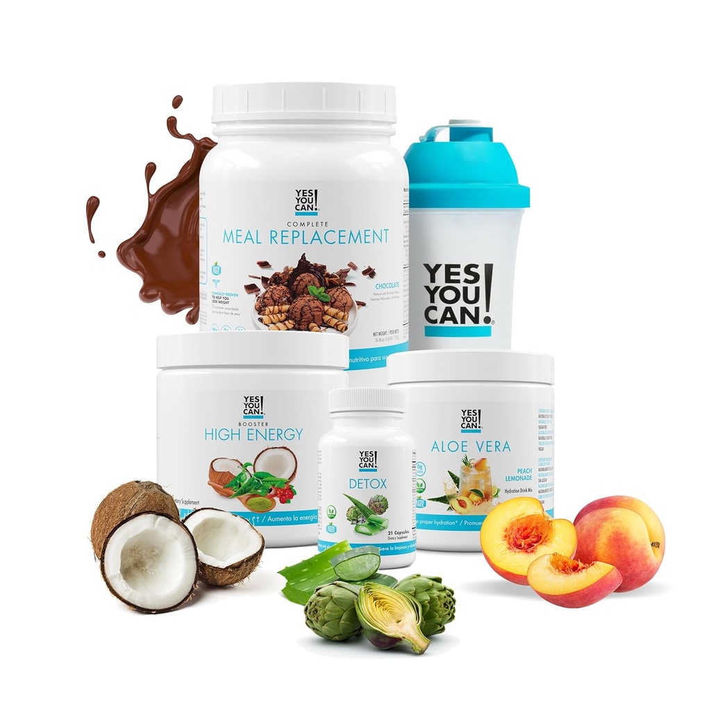 Sì è possibile! Kit Detox Plus (cioccolato di sostituzione del metallo, Limonata di pesca di Aloe Vera) - Polvere completa di sostituzione del meal, Booster di Shake ad alta energia, supplemento di aloe Vera Detox, trasformazione della salute