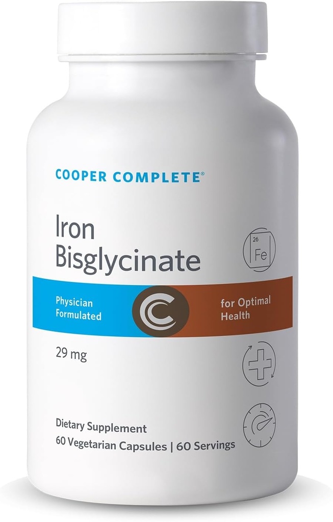 Cooper Complete Iron Bisglycinat. 29mg pro Tablet. 60 Kapseln pro Flasche. Pack von 1