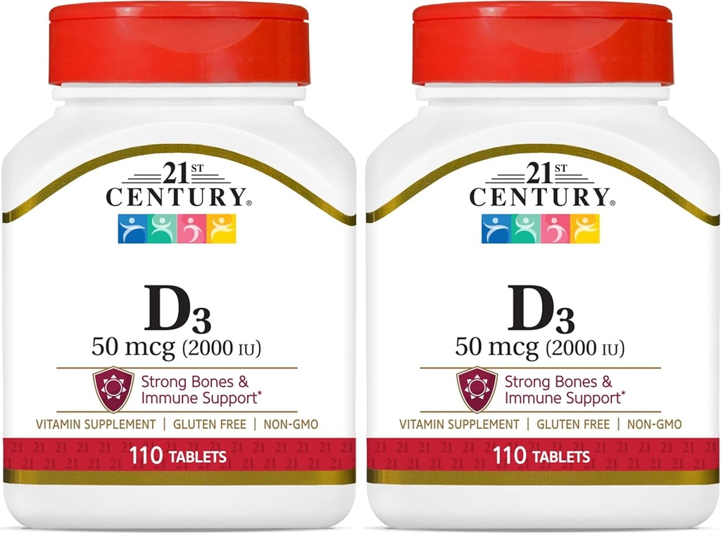 21st Century D3 2000 IU Tablets, 110 Count (Pack von 2)