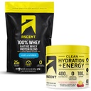 Ascesa 100% polvere di proteine del siero, non aromatizzata 2 lb & idratazione + elettroliti di energia, limonata di lampone 40 Serve