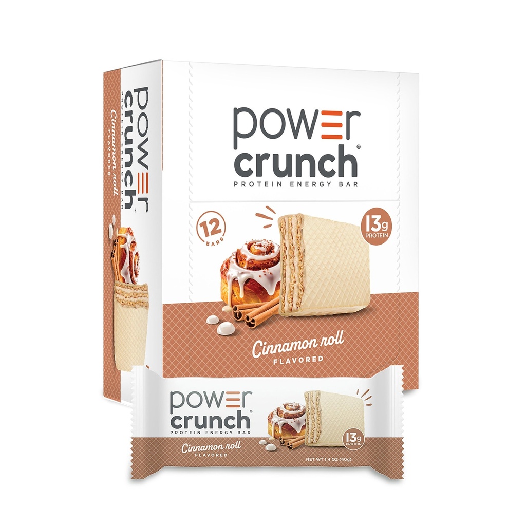 Power Crunch Protein Wafer Bars, High Protein Snacks mit köstlichem Geschmack, Cinnamon Roll, 1.4 Ounce (12 Count)