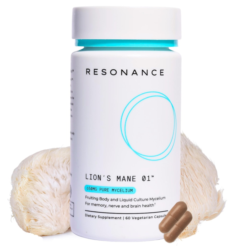 Lion’s Mane 01TM - Organic Premium Lions Mane Mushroom Extract Supplemento | Fruiting Body & Pure Mycelium |Memory, Brain, Focus & Nerve Health| Vegan, Non-GMO - 60 capsule vegetariane