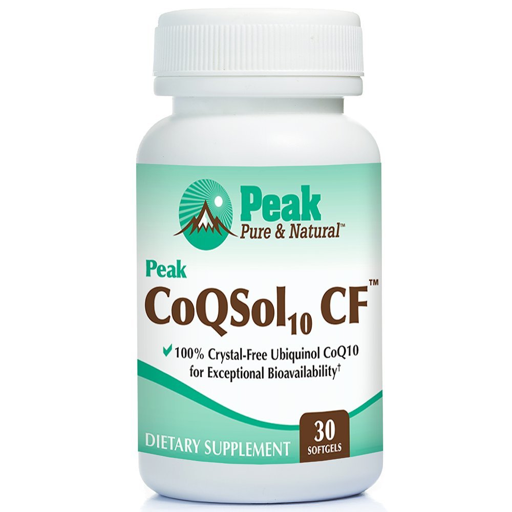 Peak CoQSol10 CF - 100% kristallfrei Ubiquinol CoenzymeQ10 für verbesserte Bioverfügbarkeit - Ubiquinol CoQ10 - Natural Energy Booster - unterstützt Immunität, Gehirn und Herzgesundheit (30 Softgels)