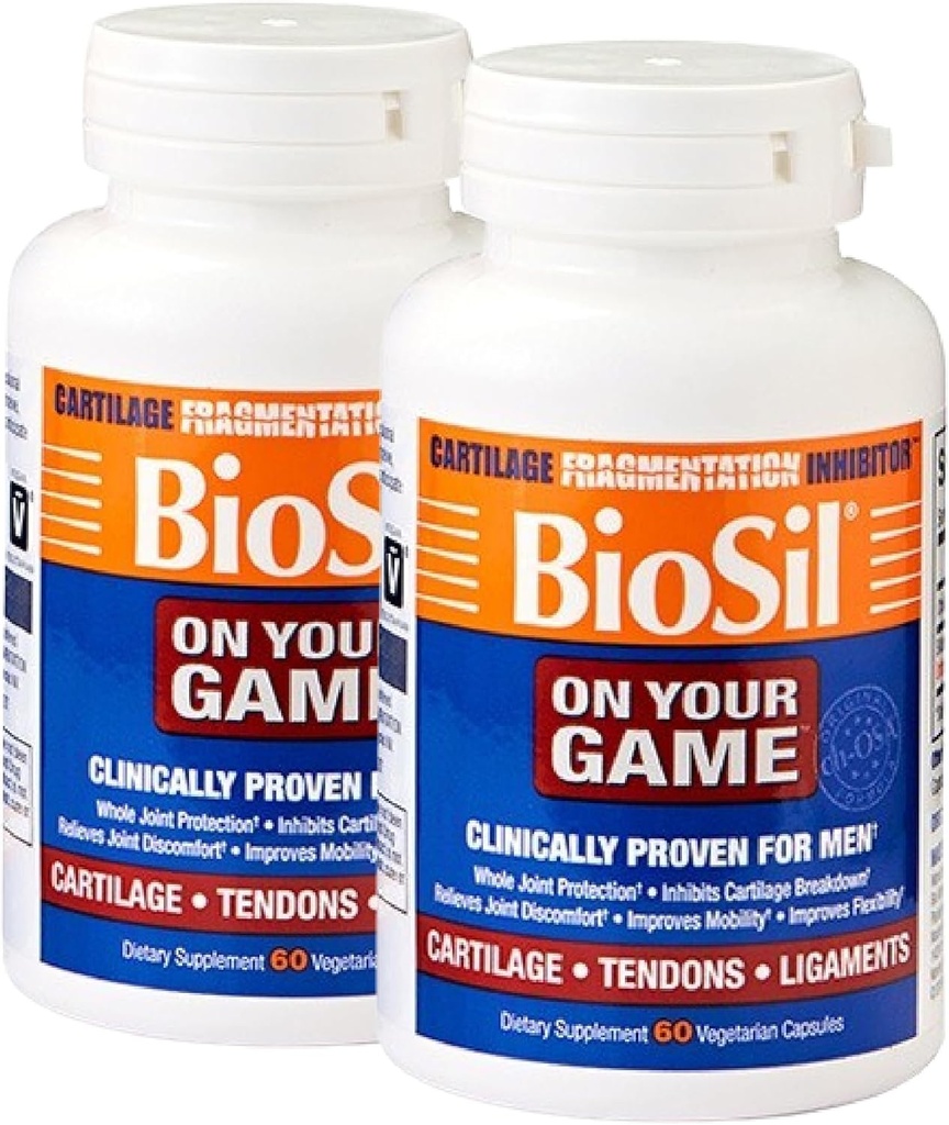 Biosil Auf Ihrem Spiel - 60 Veggie Kapseln, Paket von 2 - mit patentiertem ch-OSA-Komplex - Erhöhung Collagen Produktion für Gelenkschmerzen Relief, Flexibilität & Bewegungsbereich - GMO Free - 60-Tage Versorgung