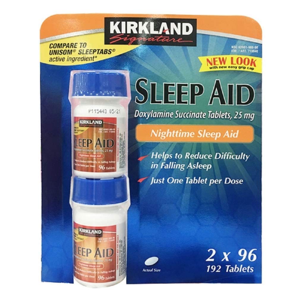 Kirkland Signature Sleep Aid Doxylamine Succinate 25 Mg, 2 pack (192 compresse)