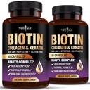 NUOVO AGE Biotin Collagen Keratin Acido ialuronico - 50.000mcg Vitamine di crescita dei capelli per uomini e donne, Unghie, Capelli, Vitamine della pelle e Blocker DHT con Vitamina E Folic Acid Pumpkin Seed MSM- 180 Conte