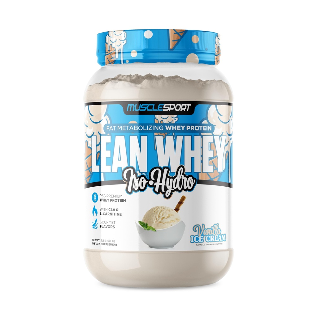 Musclesport Lean Whey RevolutionTM Protein Powder - Whey Protein Isolate - Low Calorie, Low Carb, Low Fat, Incredible Flavors - 25g Protein pro Scoop (2LB, Vanilla)